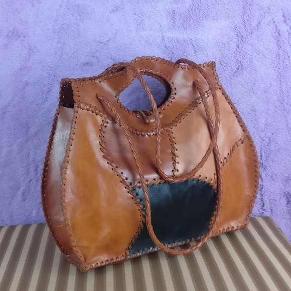 Artisan Handmade Leathercraft Handbags - Leather Tote, Shoulder bag, Hobo, Weave/Whipstitch Brown 100% Leather